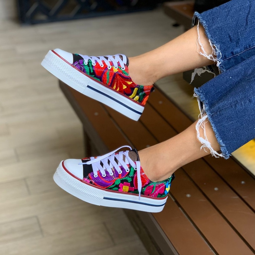 Vibrant Multicolor Women's Sneakers Embroidered Sneakers